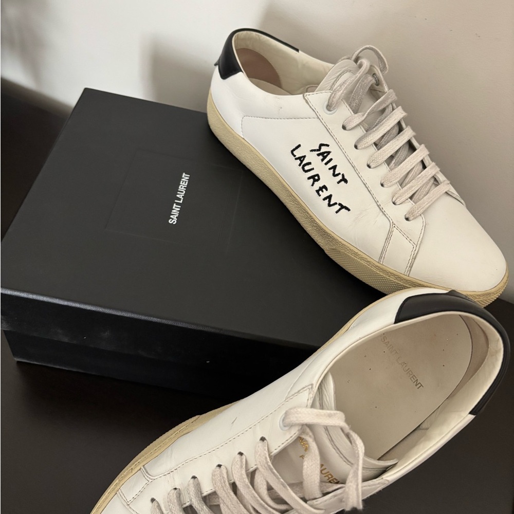 Saint Laurent Cream and Black Sneakers